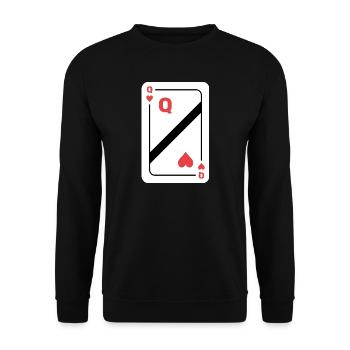 Herz Dame Spielkarte Pokerkarte - Unisex Pullover - Schwarz - Vorne - Alina (178cm) & Michal (187cm)