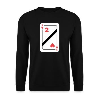Heart Two Playing Card Poker Card - Unisex Sweatshirt - black - Front - Alina (178cm) & Michal (187cm)