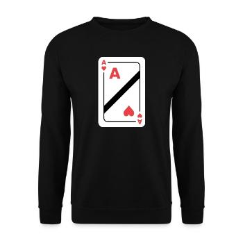 Herz As Spielkarte - Unisex Pullover - Schwarz - Vorne - Alina (178cm) & Michal (187cm)