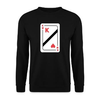 Herz König Spielkarte Pokerkarte - Unisex Pullover - Schwarz - Vorne - Alina (178cm) & Michal (187cm)
