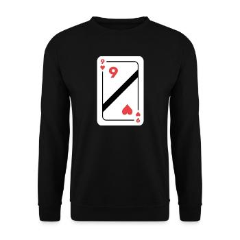 Herz Neun Spielkarte Pokerkarte - Unisex Pullover - Schwarz - Vorne - Alina (178cm) & Michal (187cm)