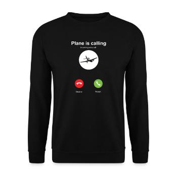 Mein Flugzeug ruft - Unisex Pullover - Schwarz - Vorne - Alina (178cm) & Michal (187cm)
