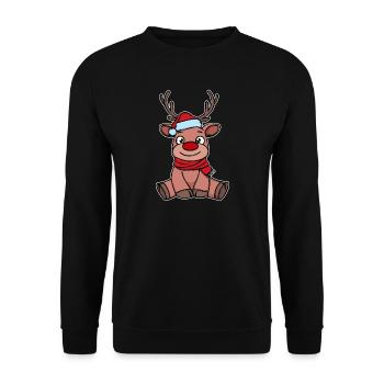 Rentier Weihnachten Rudolph - Unisex Pullover - Schwarz - Vorne - Alina (178cm) & Michal (187cm)