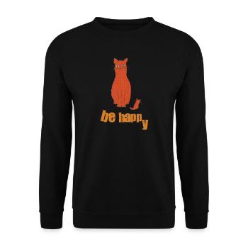 chat être heureux - Sweat-shirt Unisexe - noir - Devant - Alina (178cm) & Michal (187cm)