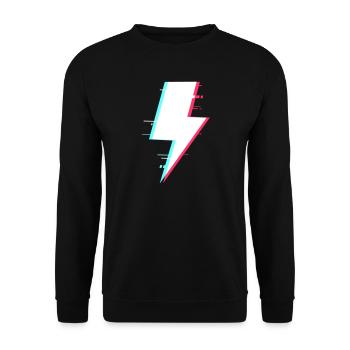 Blitzstil Retro Digitale Beleuchtung - Unisex Pullover - Schwarz - Vorne - Alina (178cm) & Michal (187cm)