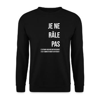 Je ne râle pas blanc - Sweat-shirt Unisexe - noir - Devant - Alina (178cm) & Michal (187cm)