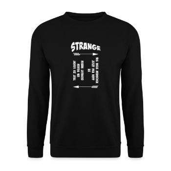 Strange Pfeil Spruch Muster - Unisex Pullover - Schwarz - Vorne - Alina (178cm) & Michal (187cm)