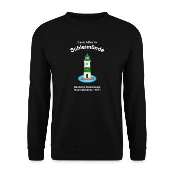 Leuchtturm Schleimünde grün-weiß Ostsee, Zeichnung - Unisex Pullover - Schwarz - Vorne - Alina (178cm) & Michal (187cm)