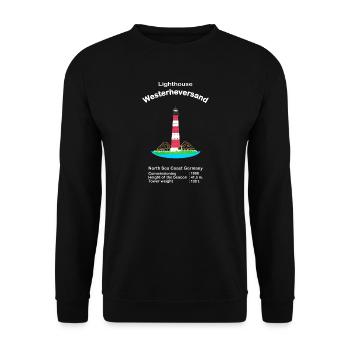 Leuchtturm Westerheversand, Nordsee, Deutschland - Unisex Pullover - Schwarz - Vorne - Alina (178cm) & Michal (187cm)