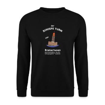 Der schiefe Turm von Bremerhaven Leuchtturm - Unisex Pullover - Schwarz - Vorne - Alina (178cm) & Michal (187cm)