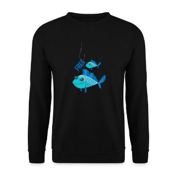 Poissons bleus en liberté - Sweat-shirt Unisexe - noir - Devant - Alina (178cm) & Michal (187cm)
