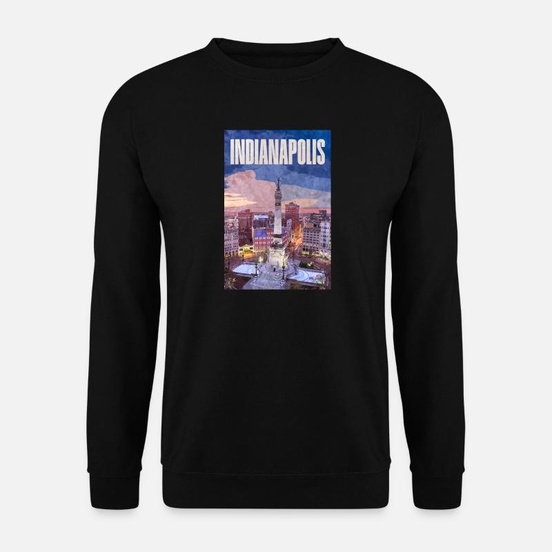 Indianapolis Skyline am Monument Circle - Unisex Pullover - Schwarz