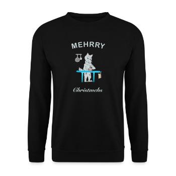 Mehrry Christmas, Cult Wolf - Unisex Sweatshirt - black - Front - Alina (178cm) & Michal (187cm)