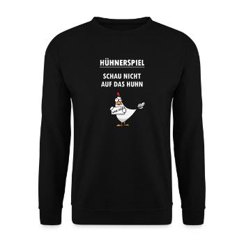 Hühnerspiel Sprüche Lustig witzig heiter Spiel - Unisex Pullover - Schwarz - Vorne - Alina (178cm) & Michal (187cm)