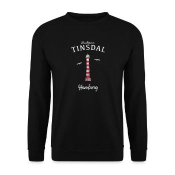 Hamburg Rissen, Leuchtturm Tinsdal - Unisex Pullover - Schwarz - Vorne - Alina (178cm) & Michal (187cm)