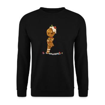 Lebkuchenmann ohne Bein - Unisex Pullover - Schwarz - Vorne - Alina (178cm) & Michal (187cm)