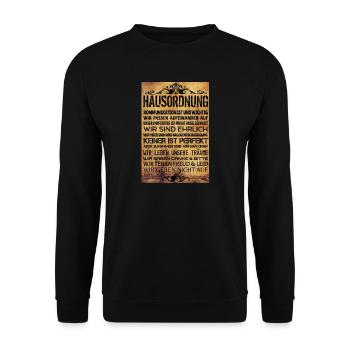 Hausordnung Vintage - Unisex Pullover - Schwarz - Vorne - Alina (178cm) & Michal (187cm)