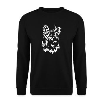 Yorkshire Terrier Kopf "Black Edition" - Unisex Pullover - Schwarz - Vorne - Alina (178cm) & Michal (187cm)