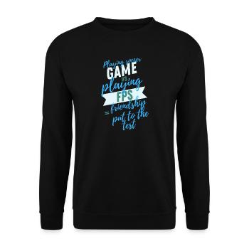 Spiel- vs. FPS-Freundschaft auf die Probe gestellt - Unisex Pullover - Schwarz - Vorne - Alina (178cm) & Michal (187cm)