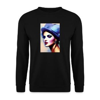 Beautiful woman with hat - Unisex Sweatshirt - black - Front - Alina (178cm) & Michal (187cm)