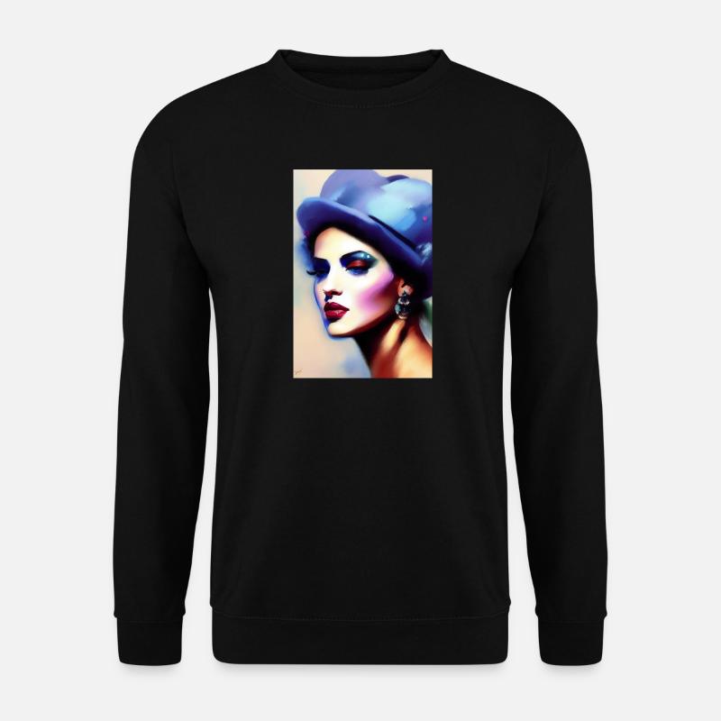 Schöne Frau mit Hut - Unisex Pullover - Schwarz