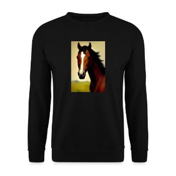 Peinture à l’huile de tête de cheval - Sweat-shirt Unisexe - noir - Devant - Alina (178cm) & Michal (187cm)