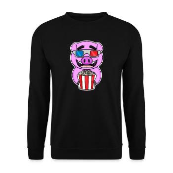 Popcorn Cinema Pig Movies Movie Movie Night - Sweat-shirt Unisexe - noir - Devant - Alina (178cm) & Michal (187cm)