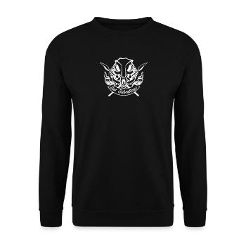 Sus Silvaticus das Wildschein Symbol für die Jagd - Unisex Pullover - Schwarz - Vorne - Alina (178cm) & Michal (187cm)