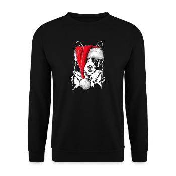 Santa Border Collie Weihnachten Hunde Wilsigns - Unisex Pullover - Schwarz - Vorne - Alina (178cm) & Michal (187cm)