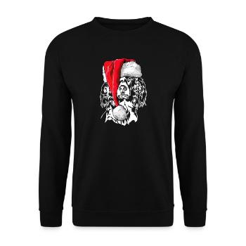 Santa Kleiner Münsterländer Weihnachten Wilsigns - Unisex Pullover - Schwarz - Vorne - Alina (178cm) & Michal (187cm)