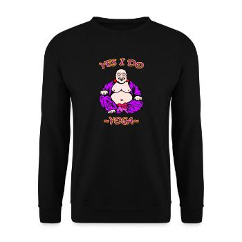 Humorvolle Yoga-Illustration - Unisex Pullover - Schwarz - Vorne - Alina (178cm) & Michal (187cm)