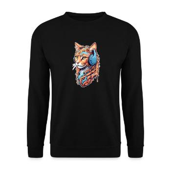 Le chat écoute de la musique - Sweat-shirt Unisexe - noir - Devant - Alina (178cm) & Michal (187cm)