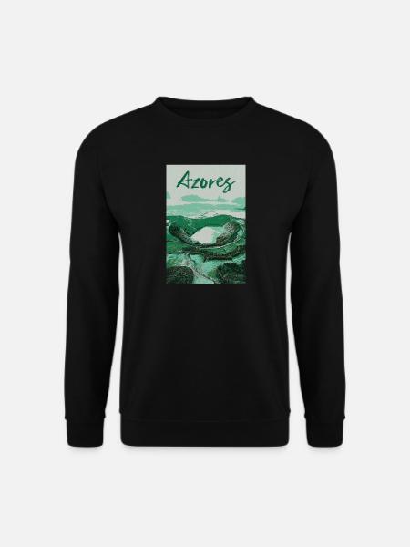 Illustration der Lagunen auf den Azoren, Portugal - Unisex Pullover - Schwarz