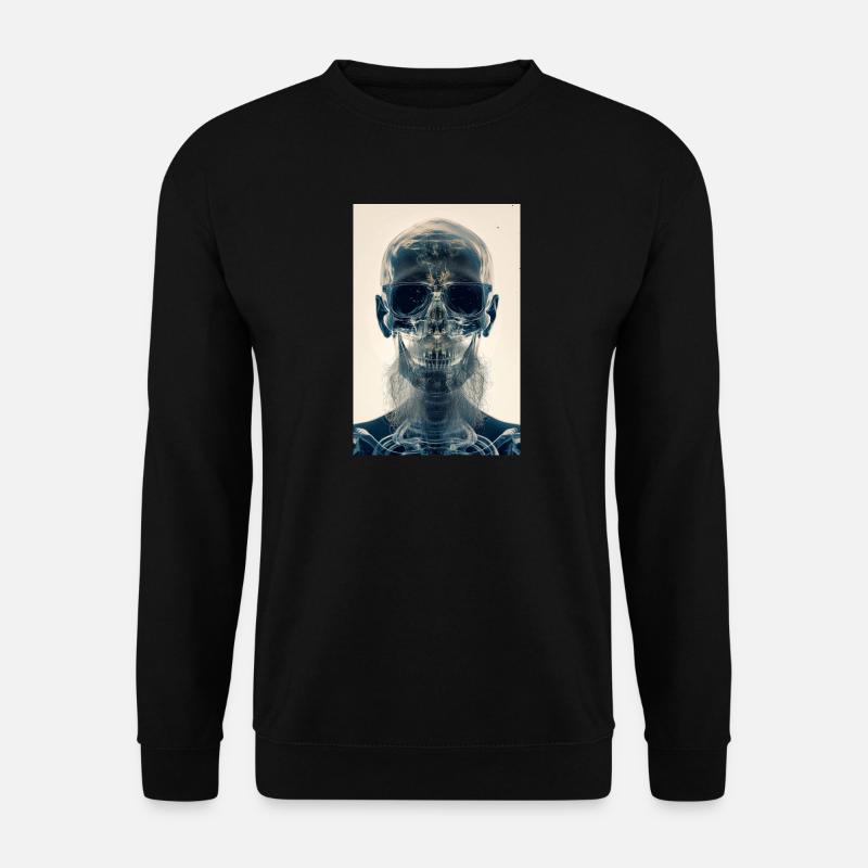 x-ray hipster skull - Unisex Sweatshirt - black
