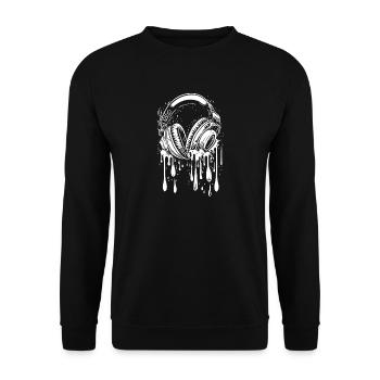 Headphones with drops - Unisex Sweatshirt - black - Front - Alina (178cm) & Michal (187cm)