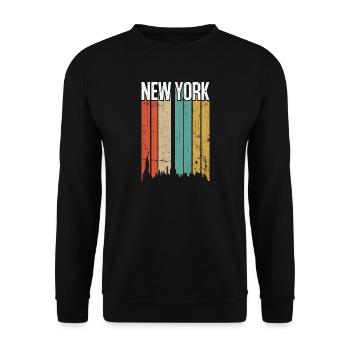 New York Colorstripe Retro - Unisex Sweatshirt - black - Front - Alina (178cm) & Michal (187cm)