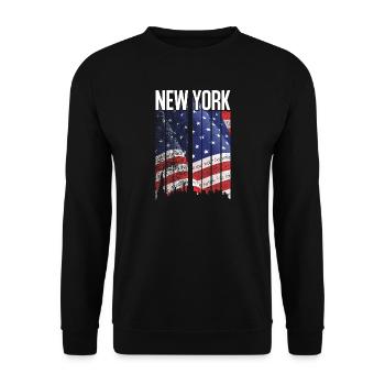 New York Flag Mosaic - Unisex Sweatshirt - black - Front - Alina (178cm) & Michal (187cm)