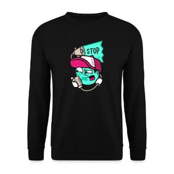 Mutter Erde fordert lautstark vollständige Klimaschutzmaßnahmen - Unisex Pullover - Schwarz - Vorne - Alina (178cm) & Michal (187cm)