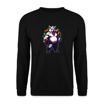 Wolf Strawberry 1 - Unisex Sweatshirt - black - Front - Alina (178cm) & Michal (187cm)