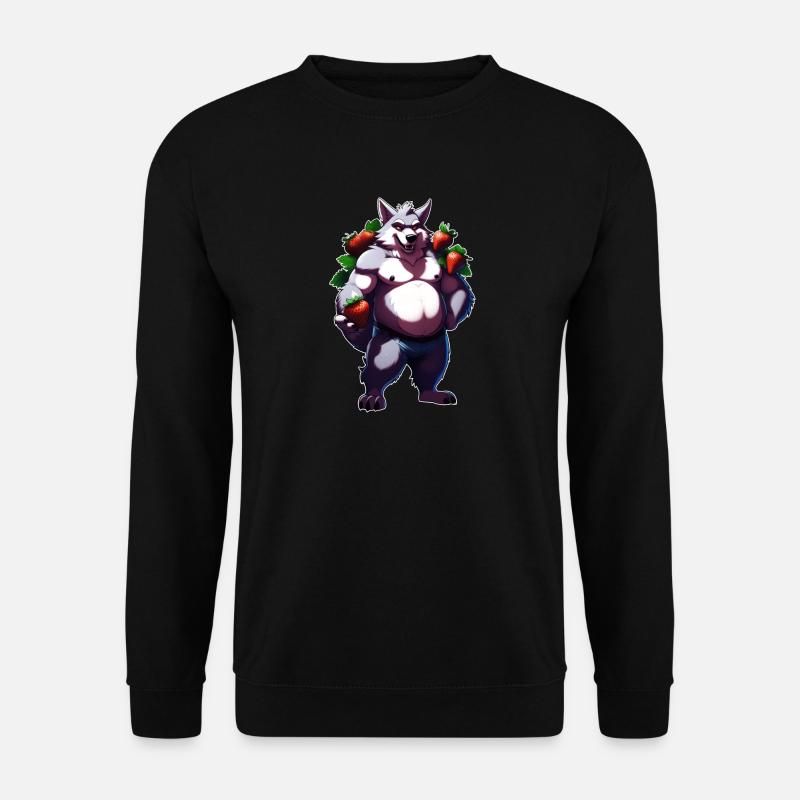 Wolf Erdbeere 1 - Unisex Pullover - Schwarz