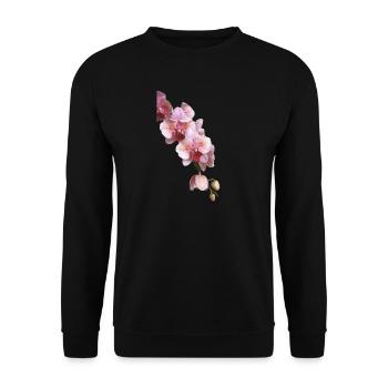 Phalaenopsis Cygne Fard à joues Fleurs d’orchidée pélorique - Sweat-shirt Unisexe - noir - Devant - Alina (178cm) & Michal (187cm)