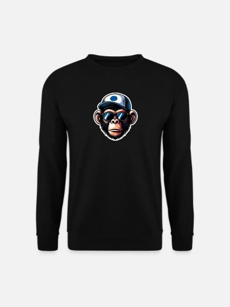 Affe Brille Cap - Unisex Pullover - Schwarz