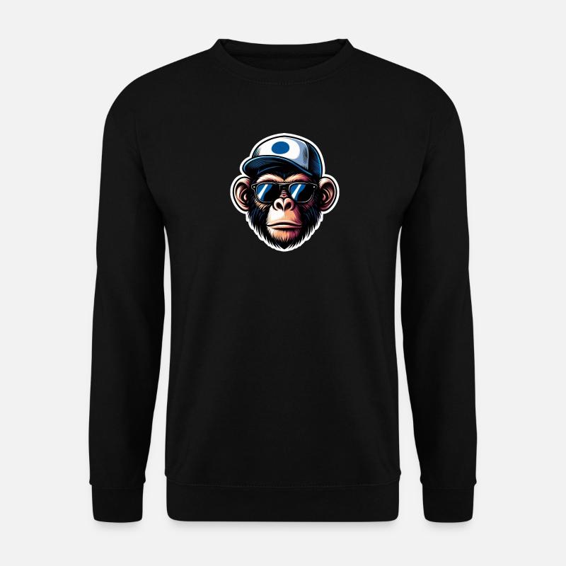 Affe Brille Cap - Unisex Pullover - Schwarz