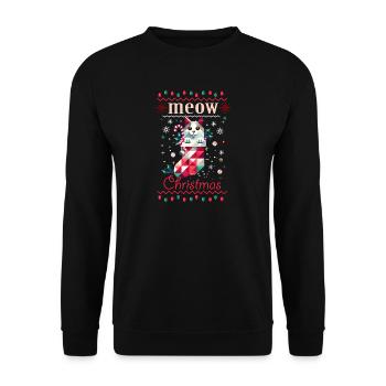 Chat espiègle en bas - Style de Noël laid - Sweat-shirt Unisexe - noir - Devant - Alina (178cm) & Michal (187cm)