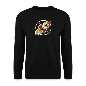 Bitcoin Rakete hebt ab zu den Sternen - Unisex Pullover - Schwarz - Vorne - Alina (178cm) & Michal (187cm)