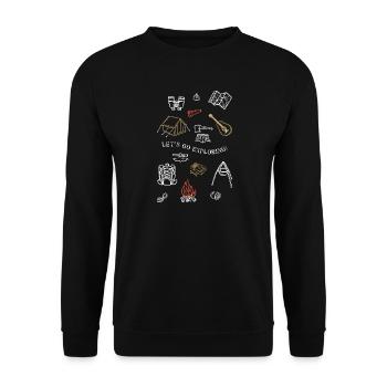 Camping Adventure Outline Design - Unisex Sweatshirt - black - Front - Alina (178cm) & Michal (187cm)