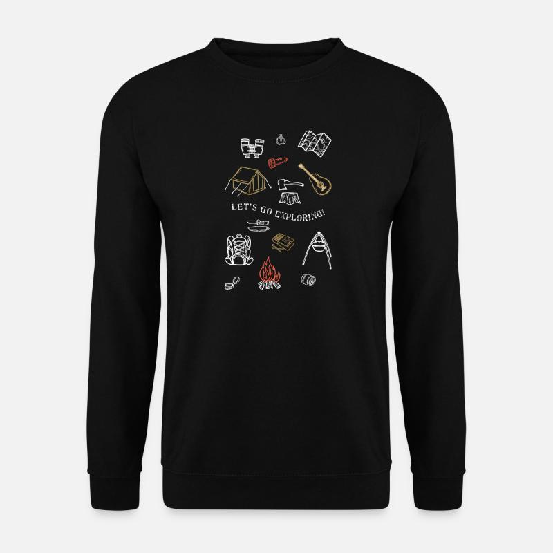 Camping Adventure Outline Design - Unisex Sweatshirt - black