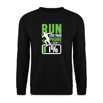 Run like your phone is 1 - Unisex Pullover - Schwarz - Vorne - Alina (178cm) & Michal (187cm)