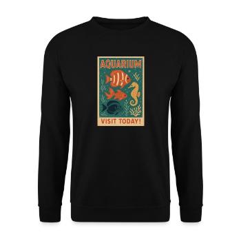 Vintage Tropische Fische Poster - Retro Acquat Art - Unisex Pullover - Schwarz - Vorne - Alina (178cm) & Michal (187cm)