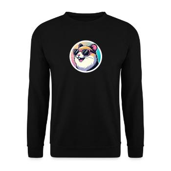 Hamster with sunglasses in pastel - Unisex Sweatshirt - black - Front - Alina (178cm) & Michal (187cm)